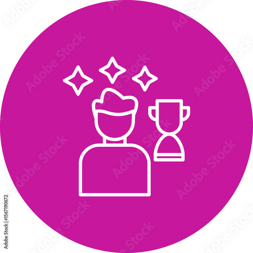 Success Vector Line Pink Circle Icon Design