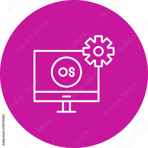 Operating System Vector Line Pink Circle Icon Design