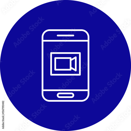 Video Call Vector Line Pink Circle Icon Design
