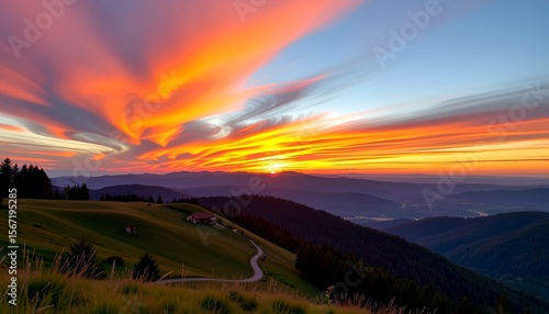 Wallpaper Mural Spectacular sunset over mountain range, showcasing a breathtaking display of colors in the sky Torontodigital.ca