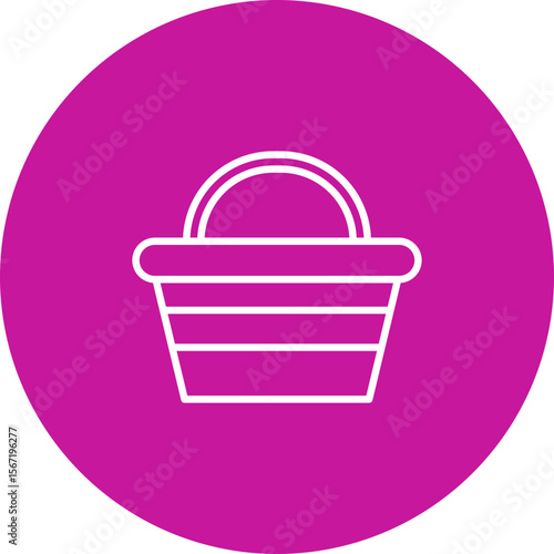 Basket Vector Line Pink Circle Icon Design