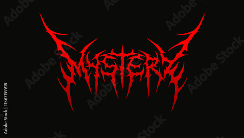 Mystery typography vector in a striking and intense dark metal font style for t-shirt print apparel, sticker, poster, logo and more
