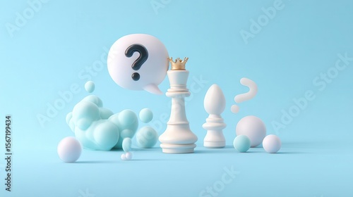 Abstract questioning chess pieces background