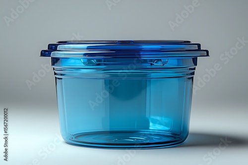 Round plastic container isolated on surface high resolution picture