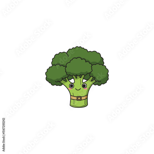An icon of a cute cartoon broccoli floret wearing a small green bow tie, suggesting a polite or dapper look.