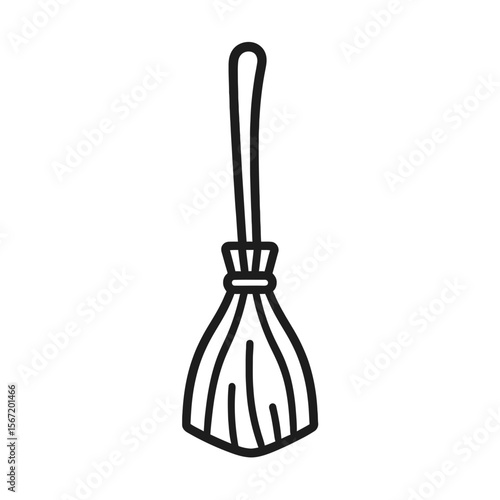 Simple outline of a broom for wiccan symbols and pagan art  