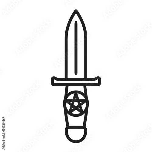 Ritual dagger with wiccan symbols and pagan symbols concept  