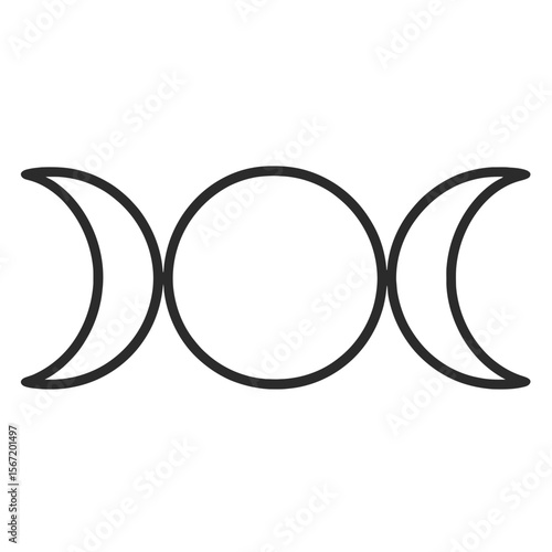 Crescent moon phases circular design representing wiccan symbols, pagan symbols, celtic symbols  