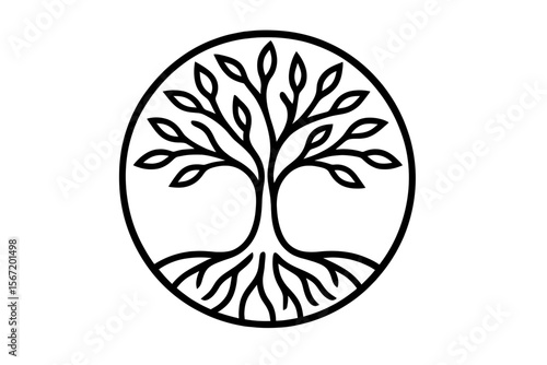 Tree of life symbol in circular design representing wiccan symbols, pagan symbols, celtic symbols  