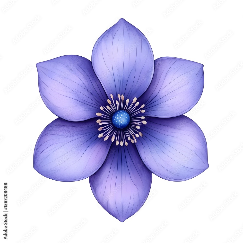 Fototapeta premium Stunning Purple Flower Blossom Detailed Illustration Botanical Art