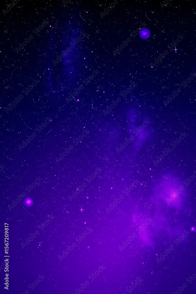 Obraz premium Aesthetic night background with stars and nebula in blue and purple tones