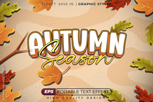 editable 3d vector text effect autumn season for festival poster design