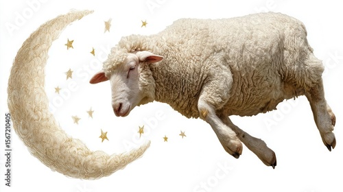 Sheep dreaming under the moon