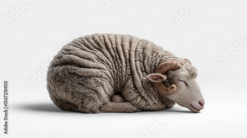 Sleeping sheep in studio lighting