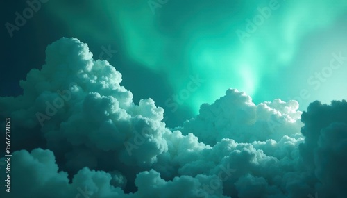 Heavy, charcoal clouds build against vibrant turquoise backdrop, heaven, background, view