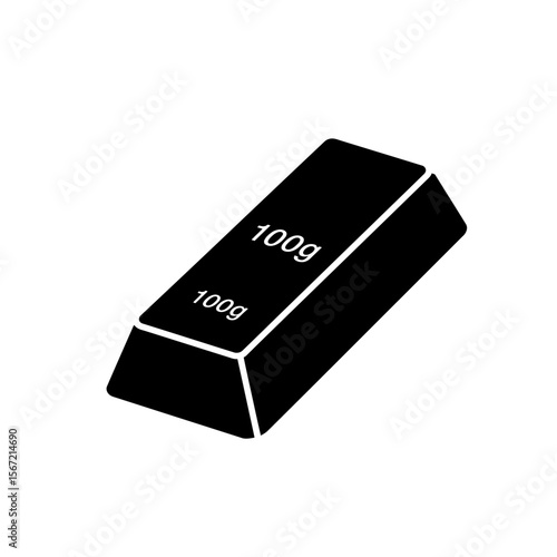 A simple graphic of a 100g gold bar, depicted in black and white.