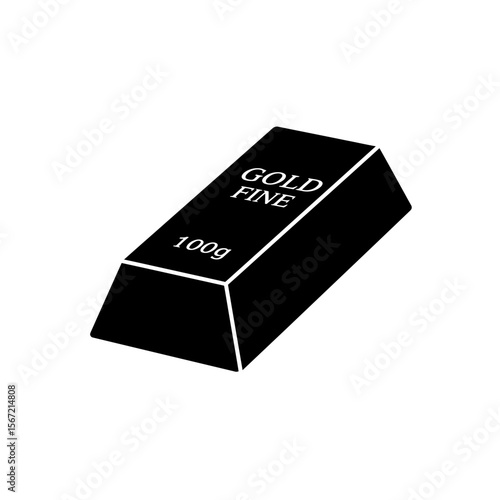 A simple black and white illustration of a gold bar, representing wealth.