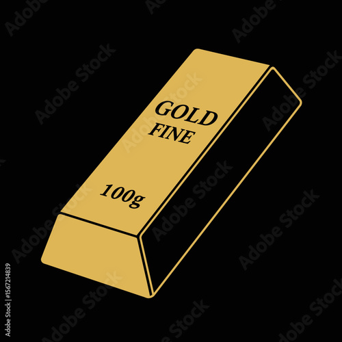 A gold bar with the words "GOLD FINE" and "100g" printed on its surface, against a black background.