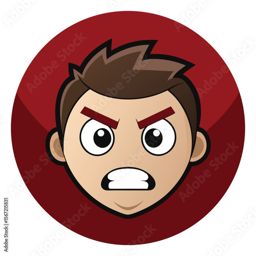 Angry Cartoon Boy Expressing Frustration and Rage in Digital Art