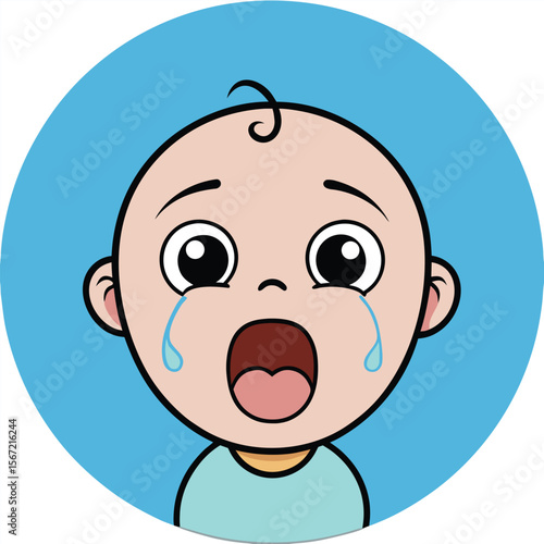 Adorable Baby Crying  Emotional Expression Illustration