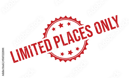 Red Distressed Stamp with Stars and Limited Places Only Text on White Background