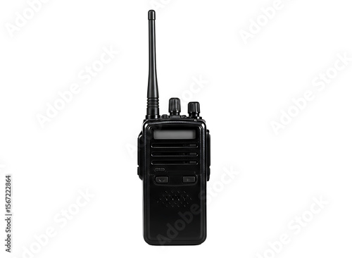 portable two way radio transceiver with antenna isolated on transparent background