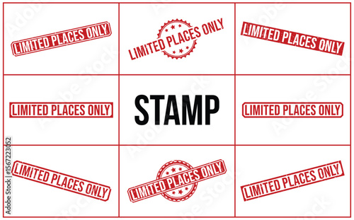 Red Ink Stamps Featuring Limited Places Only Text with Star Accents and Central Stamp Wording