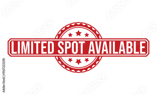Red Limited Spot Available Badge with Stars and Wavy Border on White Background