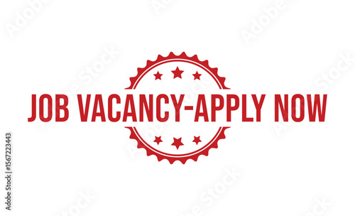 Red Stamp Job Vacancy, Apply Now, Isolated on White Background, Urgent Hiring Call