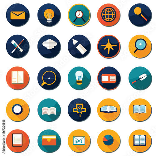 2D Flat icon Education & Learning Icons isolated in White Background