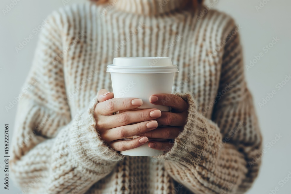 Detailed Color Picture of Girl Holding a Coffee Cup Between Her Hands Detailed Color Picture of Girl Holding a Coffee Cup Between Her Hands