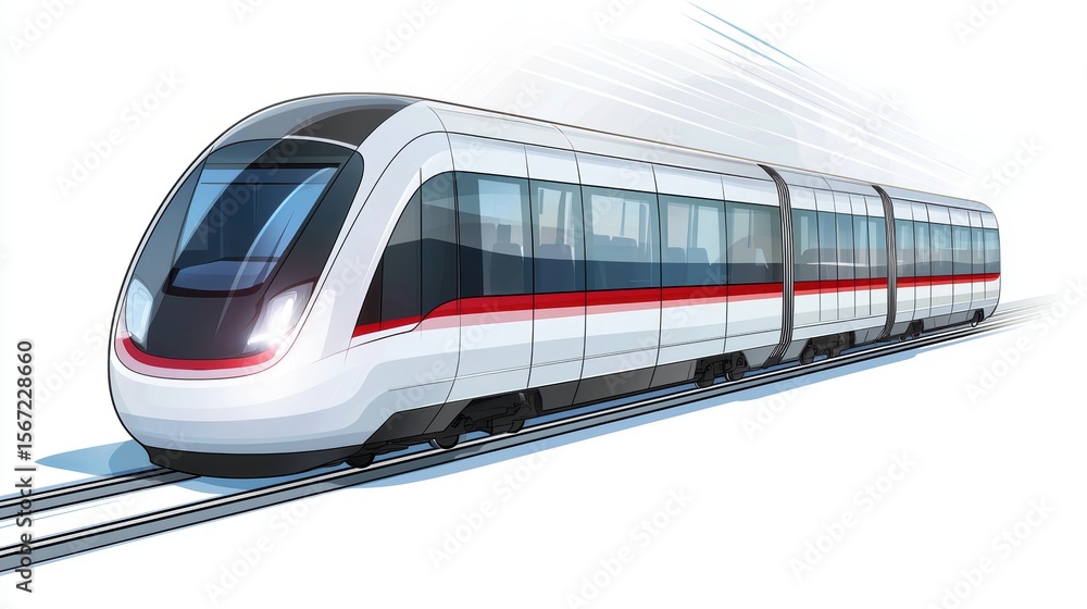Naklejka premium Modern sleek futuristic train transportation vehicle with a streamlined design for urban transit