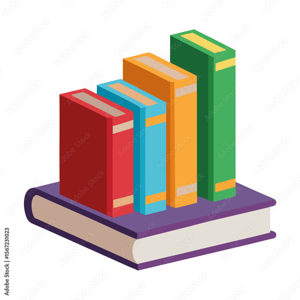 Books Standing on a White Background Simple Clean Illustration for Education or Library Books Standing on a White Background Simple Clean Illustration for Education or Library