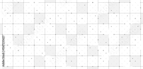 Futuristic tech grid background with digital lines and wireframe mesh. Abstract HUD interface in black and white. Ideal for sci fi dashboard, virtual map, blueprint, radar or VR game display.