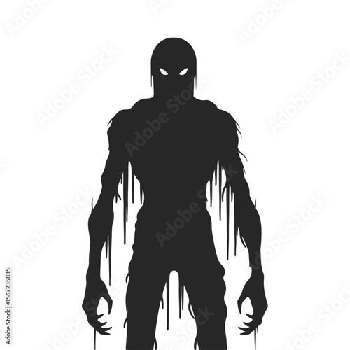 Shadowy figure with elongated limbs and glowing eyes representing Halloween  
