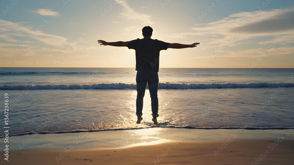 Fototapeta premium Man Facing The Ocean