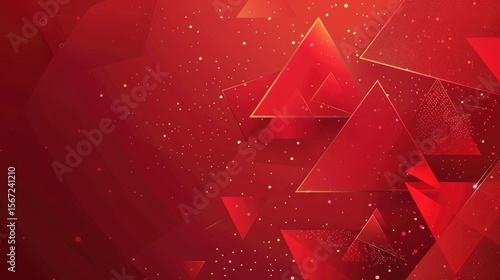 Abstract red geometric background with triangles and sparkles for design purposes.