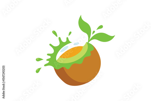 Coconut soda splash with tropical vibes vector art illustration