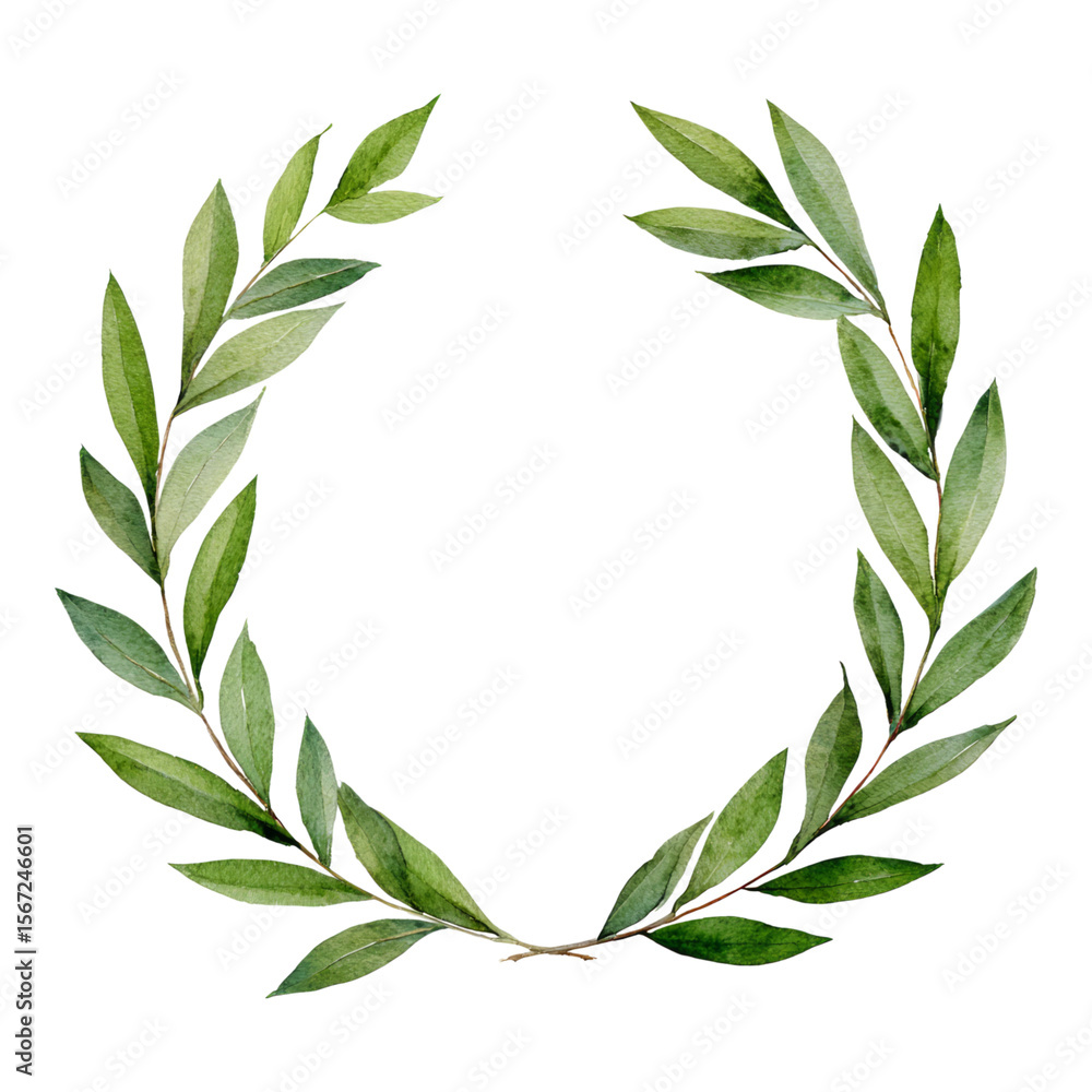 Naklejka premium Isolated Green Leaf Wreath on Transparent Background