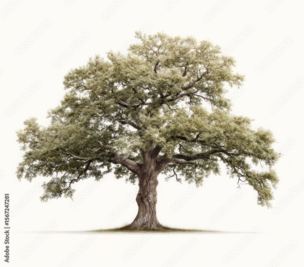 Fototapeta premium Large Oak Tree Isolated on White Background