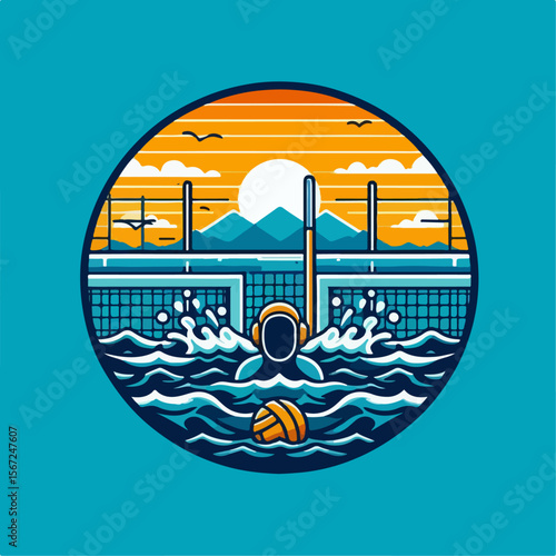 water polo player vector illustration white background