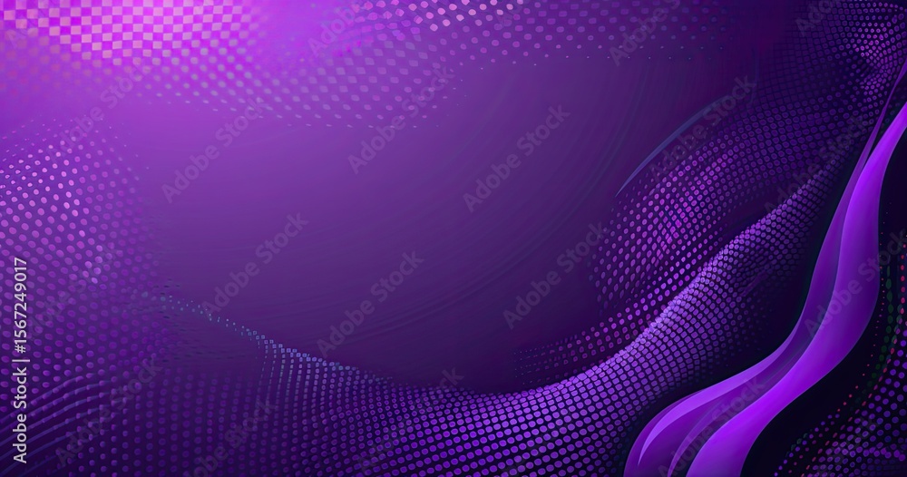 Obraz premium Abstract purple background with wave patterns and dotted textures for design use.