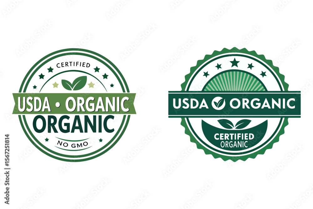 Obraz premium Organic Certifications: Emblematic depictions of USDA-certified organic symbols. Symbolizing purity, quality, and adherence to stringent agricultural standards.