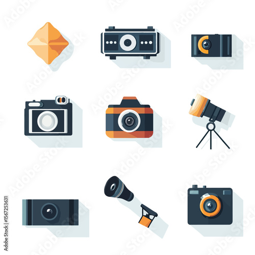 2D Flat icon Film & Video Production Icons isolated in White Background