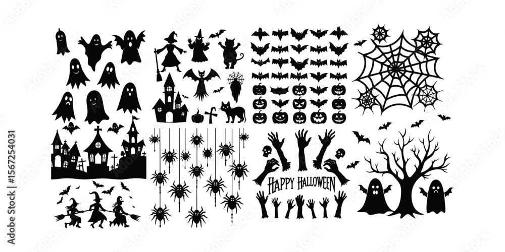 Fototapeta premium Halloween design element silhouette set