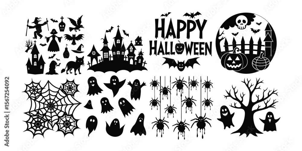 Fototapeta premium Halloween design element silhouette set