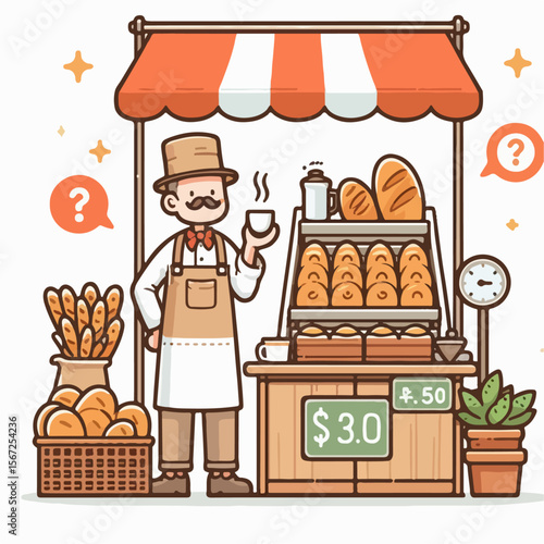bread seller vector illustration