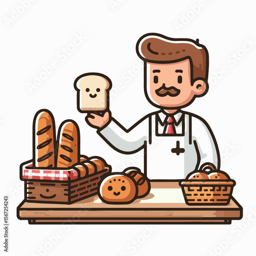 bread seller vector illustration