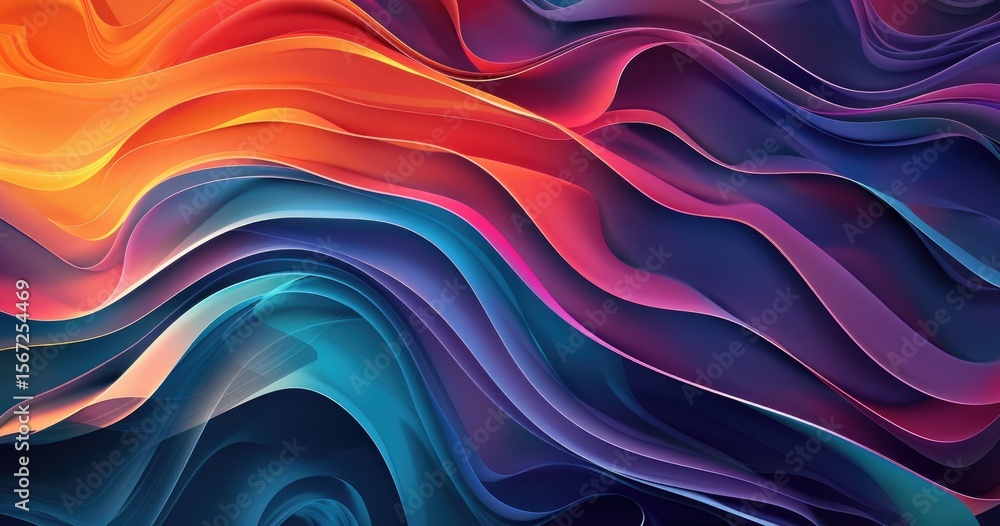 Naklejka premium Abstract waves of vibrant colors flowing seamlessly in a dynamic, artistic composition.