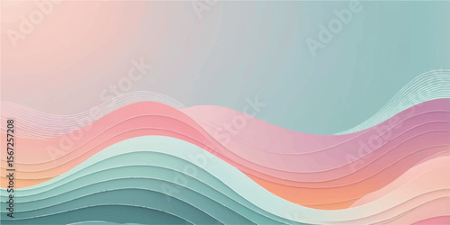 Abstract colourful background with flowing wave patterns and light blue curves, a vibrant design for web and business backdrops